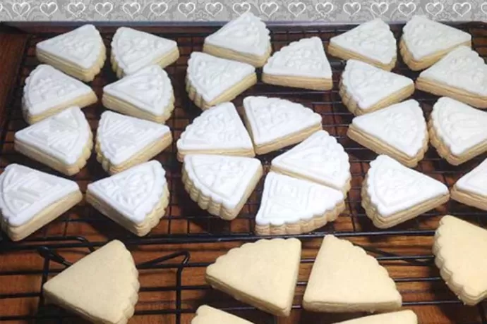 White Wedge Cookies in progress