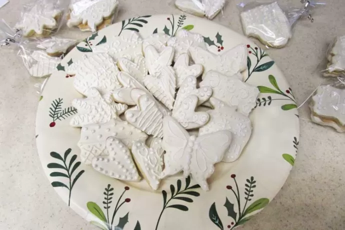 Plate of White soft sugar cookies