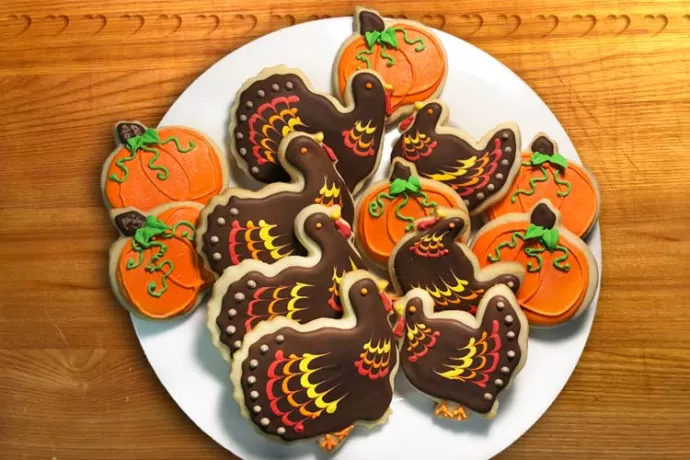 Plate of Thanksgiving Cookies