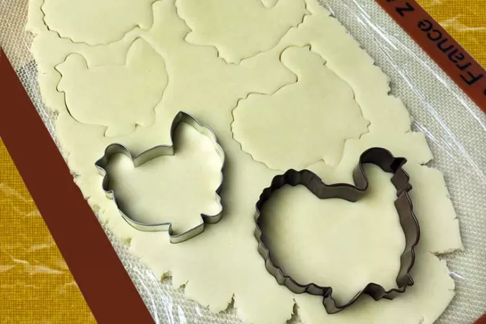 Cutting out the Turkey Sugar Cookies