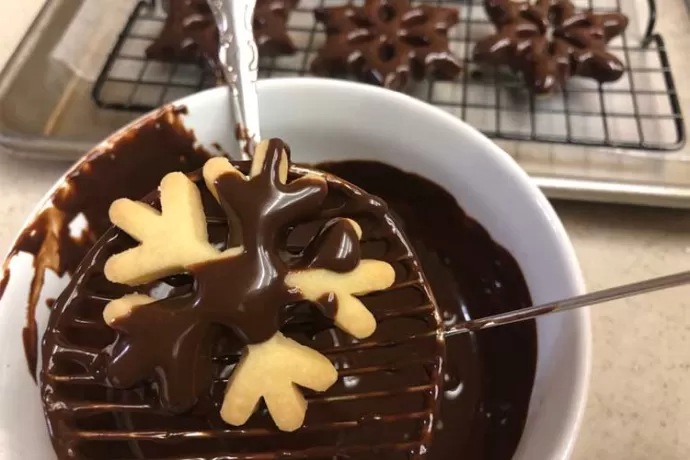 Chocolate-dipped Snowflakes