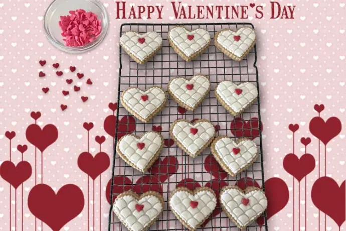 Heart-shaped Valetine’s Day cookies